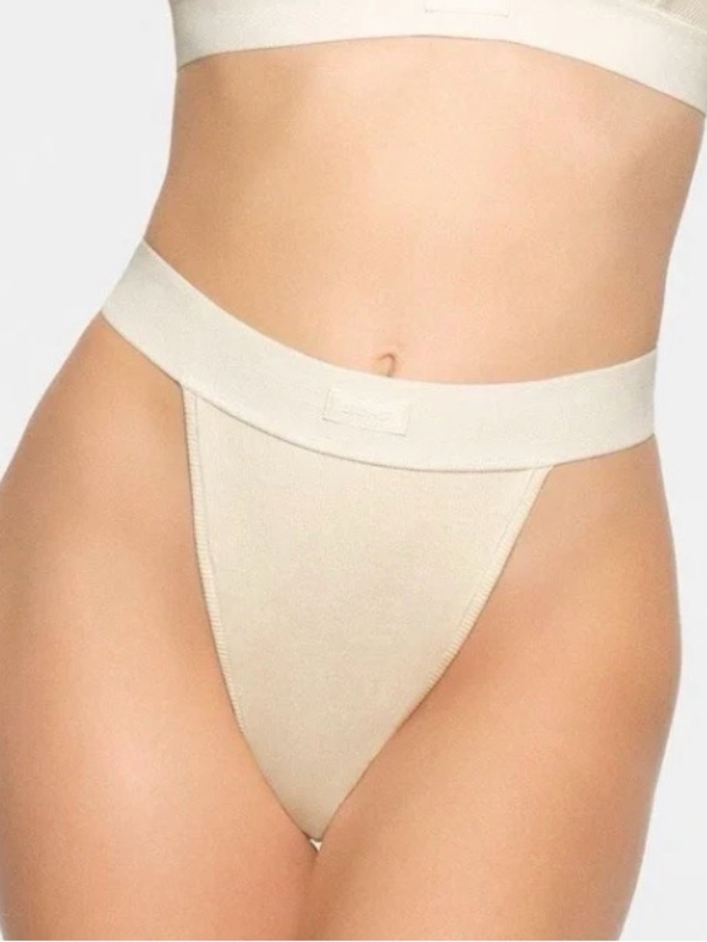 🤍 SKIMS Cotton Rib Thong | Bone | XXS | NWT 🏷️